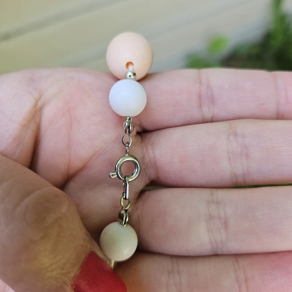 light peach and white beaded necklace